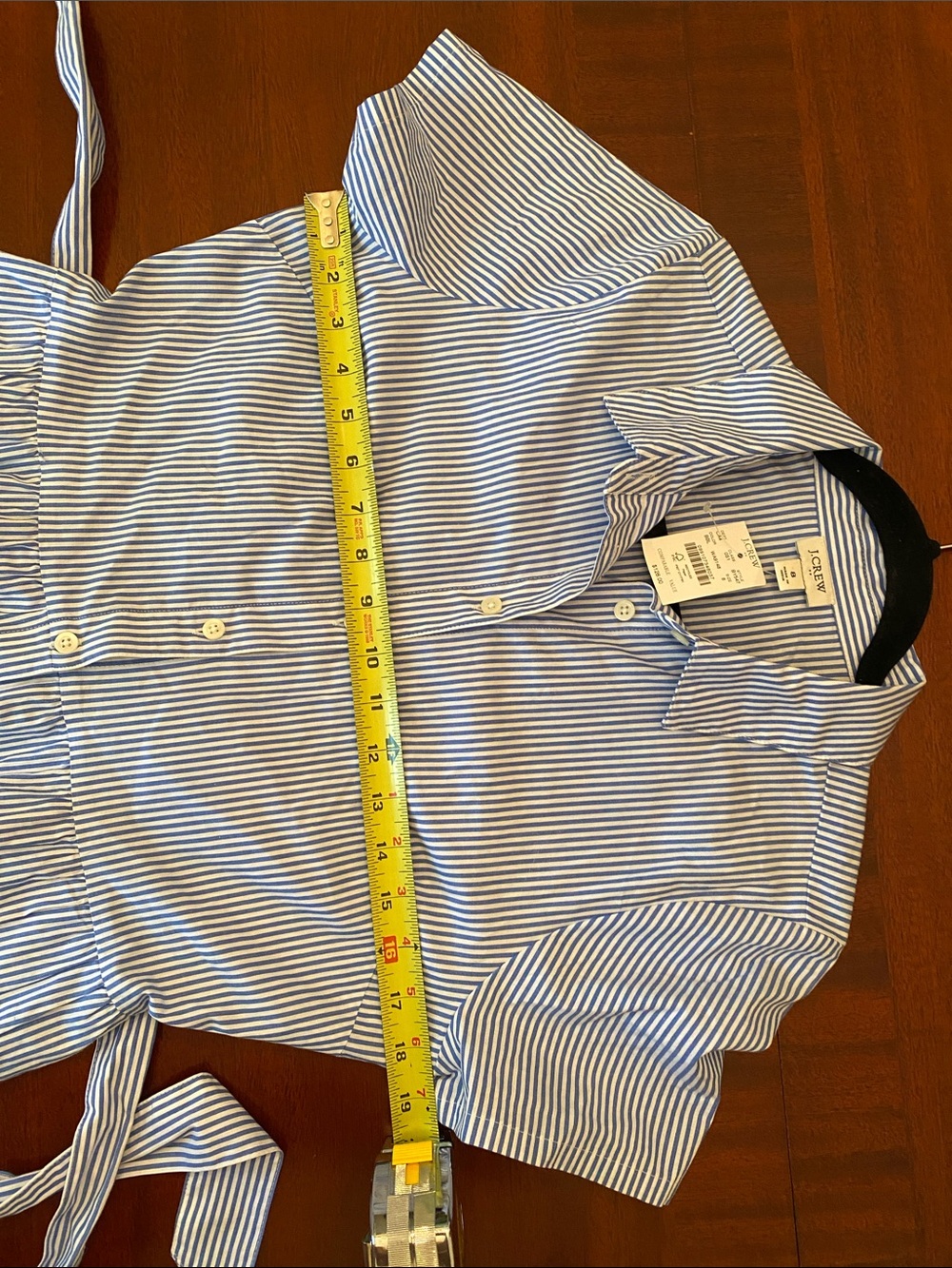 J. Crew Blue and White Striped Midi Shirt Dress w/pockets & self belt - Picture 11 of 16